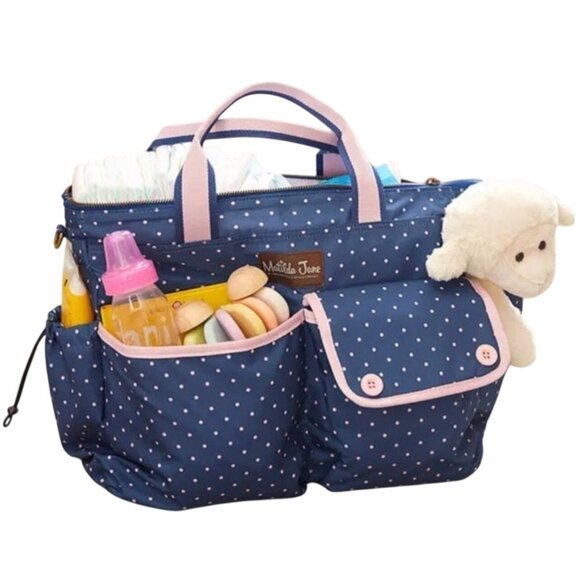 Matilda Jane The Essentials Diaper Bag Changing Mat Blue Pink Polka Dots - Picture 4 of 9